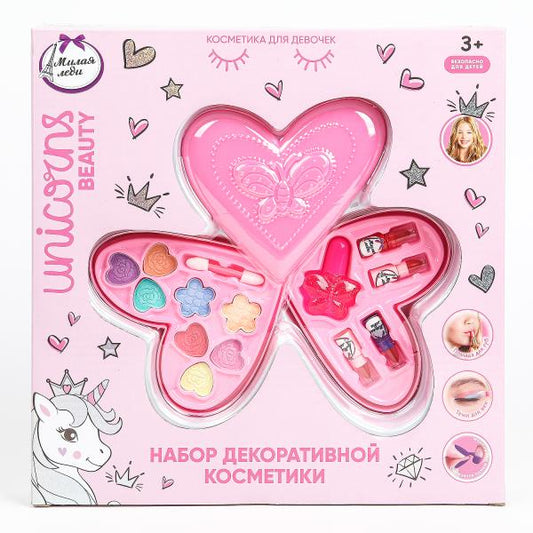 Косметика ДЛЯ ДЕВОЧЕК тени д/век, помада д/губ, лак д/ногтей МИЛАЯ ЛЕДИ в кор.2*54шт