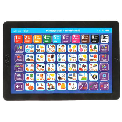 Планшет обучающая русско-английская азбука.400 слов,звуков,слогов.кор.бат. Умка в кор.36шт