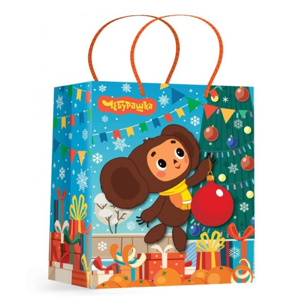 Пакет подарочный аппликация ml,Чебурашка новогодний,190 гр/м2 ЧУДО ПРАЗДНИК в кор.10*12шт