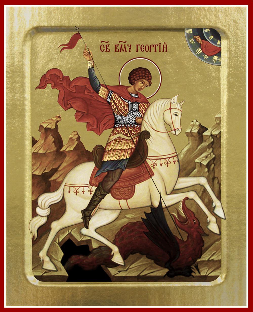 Икона Георгия Победоносца, великомученика (на коне) (на дереве): 125 х 160