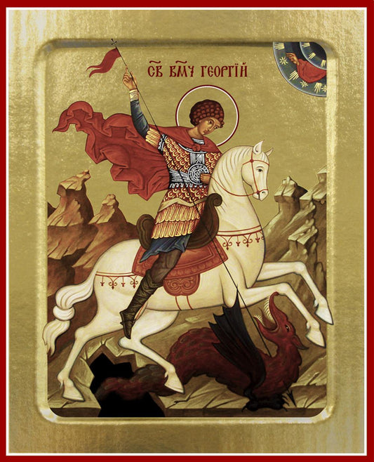 Икона Георгия Победоносца, великомученика (на коне) (на дереве): 125 х 160