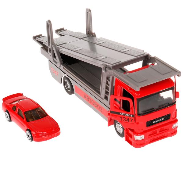 Машина металл свет-звук KAMAZ АВТОВОЗ 20 см, подвиж дет, машин, красн, кор. Технопарк в кор.48шт