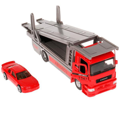 Машина металл свет-звук KAMAZ АВТОВОЗ 20 см, подвиж дет, машин, красн, кор. Технопарк в кор.48шт