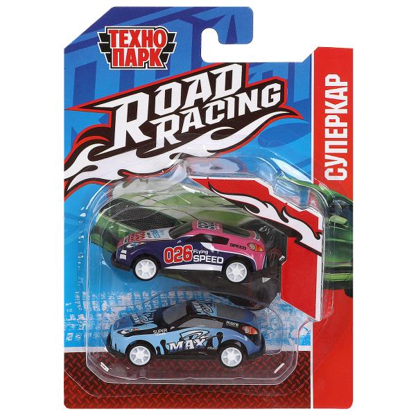 Машина металл ROAD RACING набор 7,5см, 2 шт,металл,в ассорт блистер Технопарк в кор.2*240наб