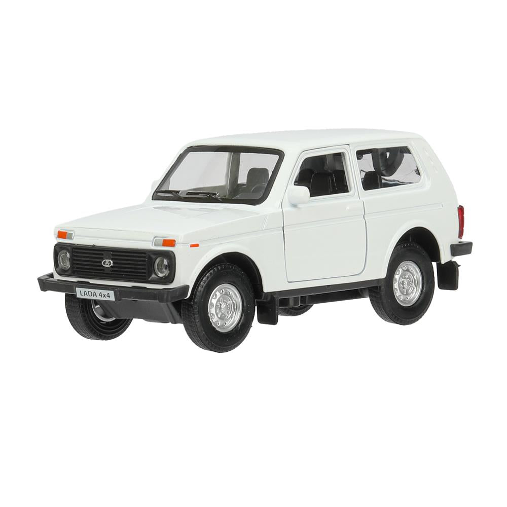Машина металл LADA 4x4 длина 12 см, двери, багажник, инерц, белый, кор. Технопарк в кор.2*36шт