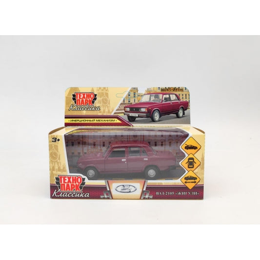 Машина металл LADA ваз-2105 1997 г. 12 см, двери, багажник, инерц., граната, кор. Технопарк в кор.2*36шт