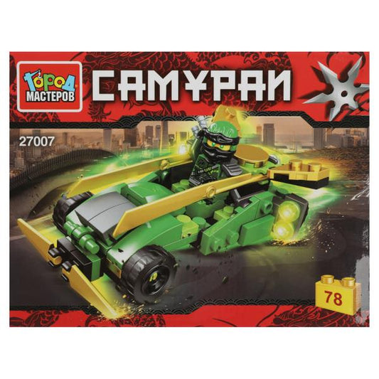 27007-CY Конструктор зеленый самурай на машине, 78 дет. Город мастеров в кор.80шт