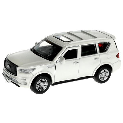Machine en métal INFINITI QX80, d'une taille de 12,5 cm, double, sac, argent, blanc, couleur. Parc technologique dans le cor.2*36шт