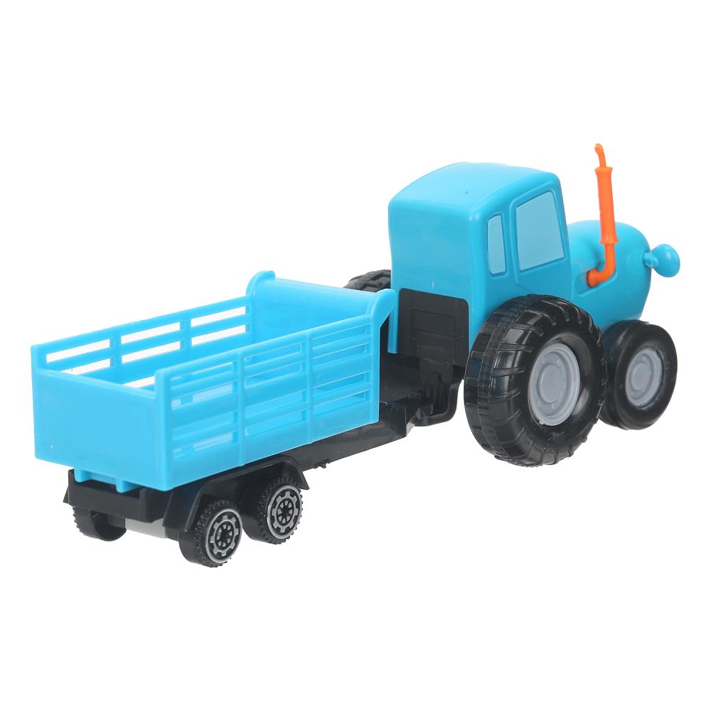 Машина металл СИНИЙ ТРАКТОР синий трактор с телегой 7,5 см, синий, кор. Технопарк в кор.2*36шт