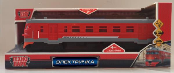 Modèle en plastique ЭЛЕКТРИЧКА 30 cm, 4 boutons, inertie, rouge, cor. Parc technologique à Cor.24шт