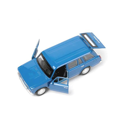 Машина металл ваз-2102 12 см, двери, багажник, инер,голубой, кор. Технопарк в кор.2*36шт
