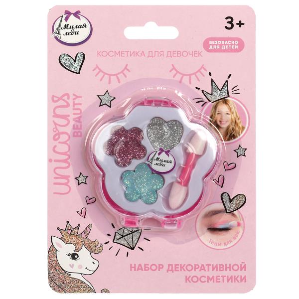 Косметика ДЛЯ ДЕВОЧЕК тени век с блестками МИЛАЯ ЛЕДИ в кор.3*288шт