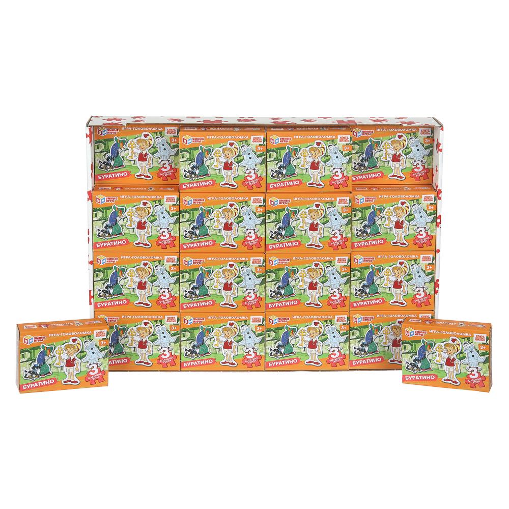 Буратино. СОЮЗМУЛЬТФИЛЬМ. Игра-головоломка. 54 деталей. 90х65х25 мм. Умные игры в уп.32шт в кор.8уп