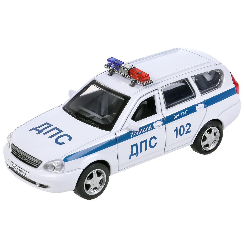 Machine en métal LADA PRIORA ПОЛИЦИЯ 12 см, двери, багаж, инерц, белый, в кор. Parc technologique dans le cor.2*36шт