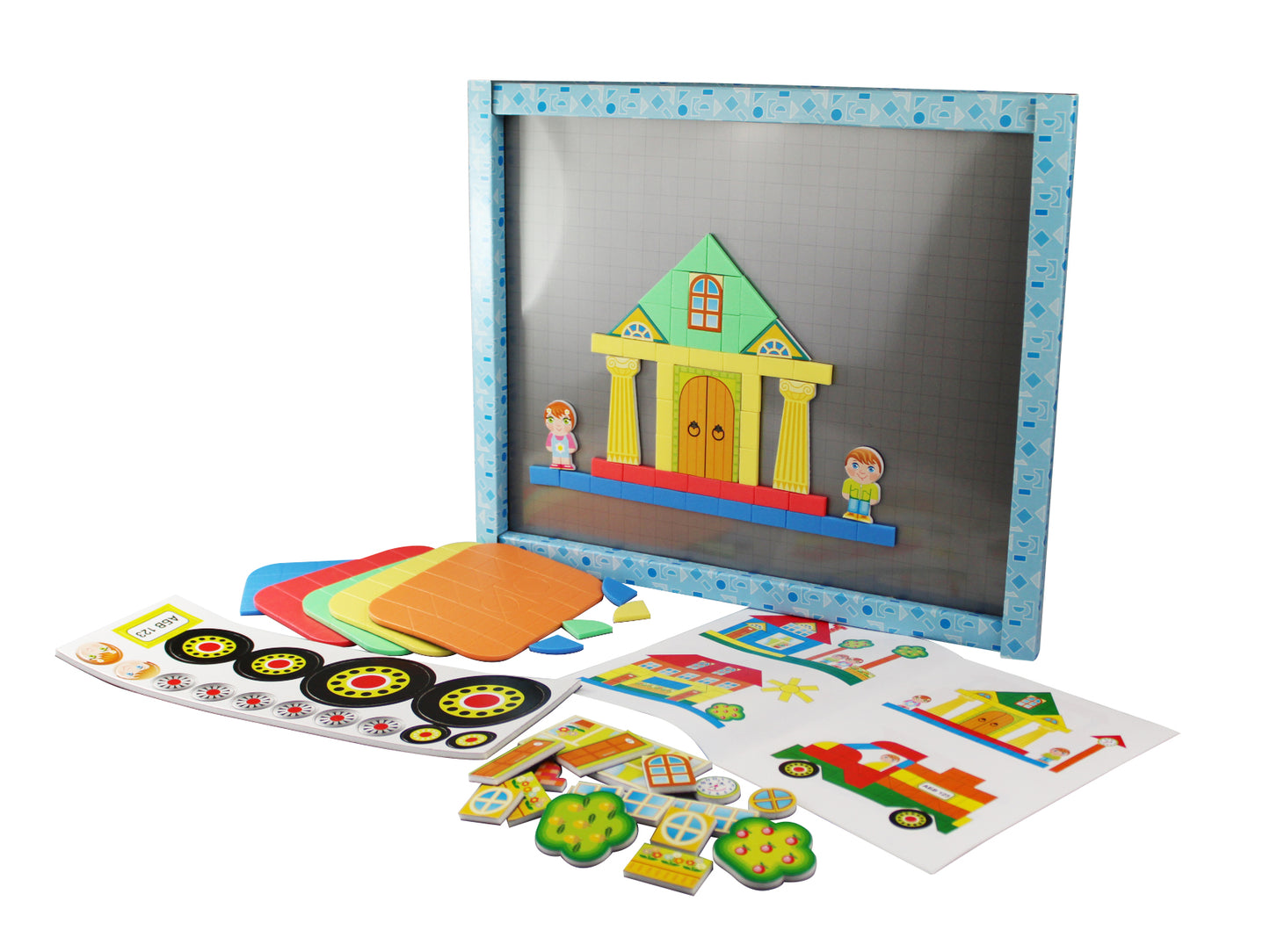 Мозаика магнитная. Веселый городок (5 цветов, 220 магнитных фишек, 30 дополнительных элементов)