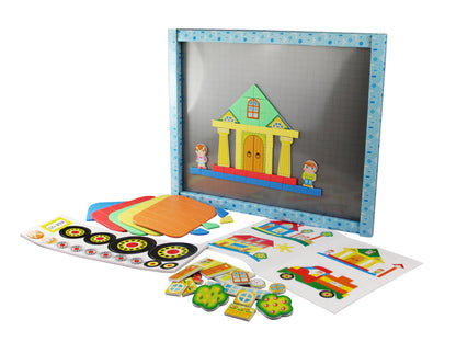 Мозаика магнитная. Веселый городок (5 цветов, 220 магнитных фишек, 30 дополнительных элементов)