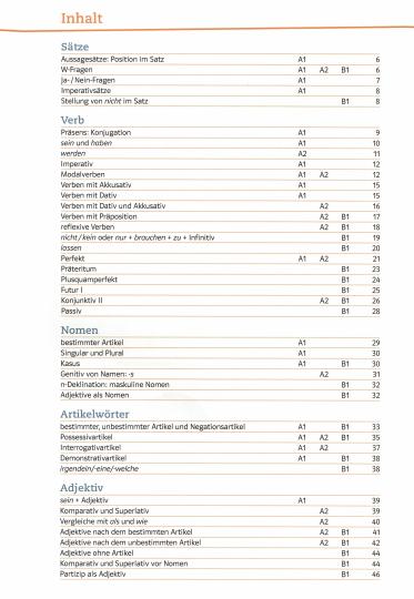 Netzwerk neu A1-B1, Grammatik