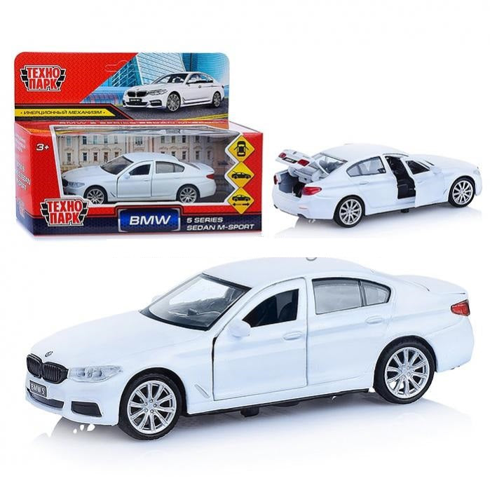 5ER-12-WH319646 Машина металл BMW 5-ER SEDAN M-SPORT 12 см, двери, багаж, бел, кор. Технопарк в кор.