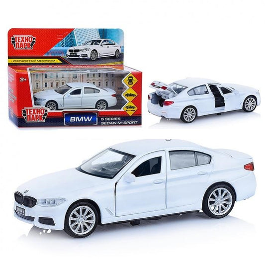 5ER-12-WH319646 Машина металл BMW 5-ER SEDAN M-SPORT 12 см, двери, багаж, бел, кор. Технопарк в кор.