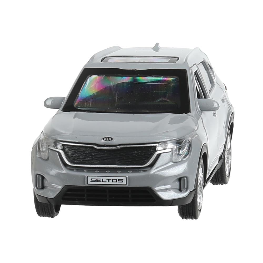 Машина металл KIA seltos длина 12 см, двери, багажник., инерц, серебряный, кор. Технопарк в кор.2*36шт