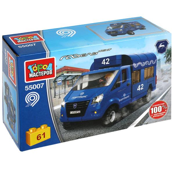 55007-KK Группа ГАЗ конструктор ГАЗЕЛЬ маршутное ТАКСИ, 61 дет. Город мастеров в кор.2*40шт