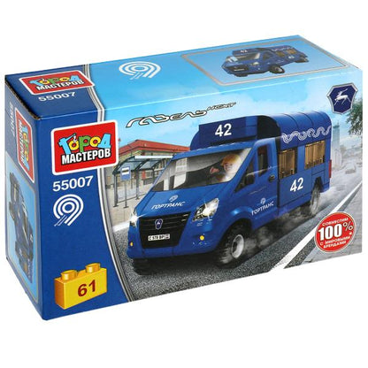 55007-KK Группа ГАЗ конструктор ГАЗЕЛЬ маршутное ТАКСИ, 61 дет. Город мастеров в кор.2*40шт