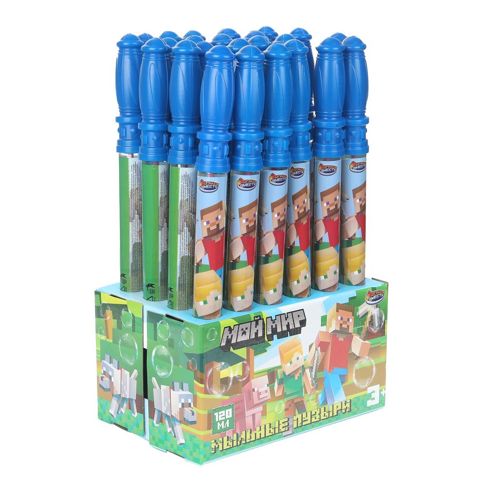 01113-120ЭД Мыльные пузыри "майнкрафт" 120мл, в колбе, кор.30*12*15,5см ИГРАЕМ ВМЕСТЕ уп-24шт в кор.