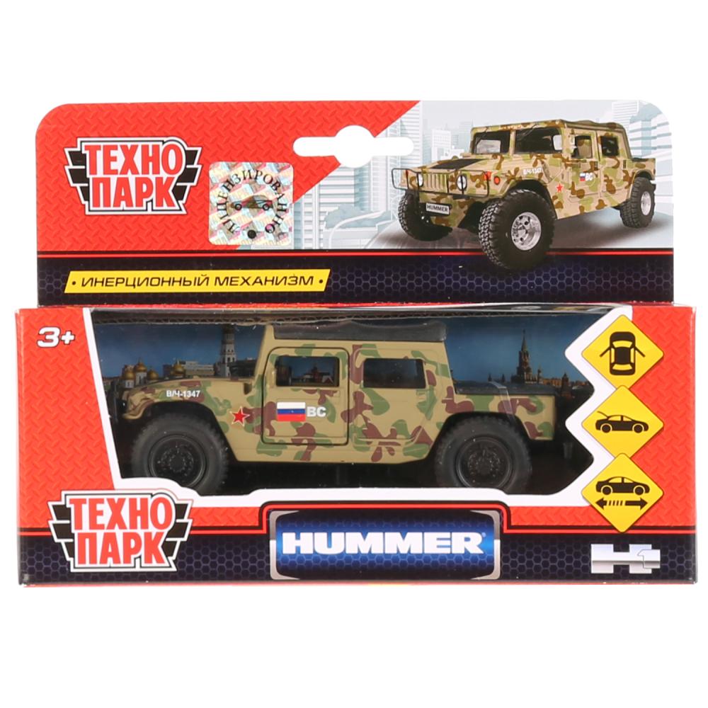 Машина металл Hummer H1 пикап военный 12см, открыв. двери, инерц. в кор. Технопарк в кор.2*24шт