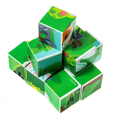 НАБОР ИЗ 12-И КУБИКОВ "ЛЕСНЫЕ ЖИВОТНЫЕ" (БЕЗ ОБКЛЕЙКИ) BABY TOYS в кор.20наб