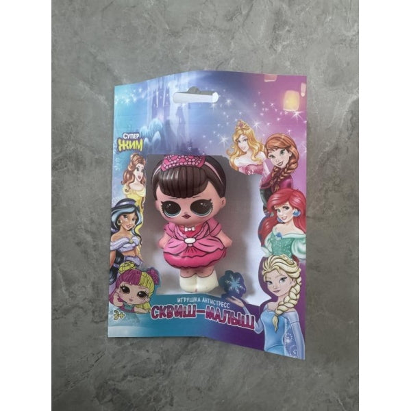 Игрушка - антистресс сквиш малыш, девочка в розовом платье, флоупак Супер Жим в кор.6*12шт