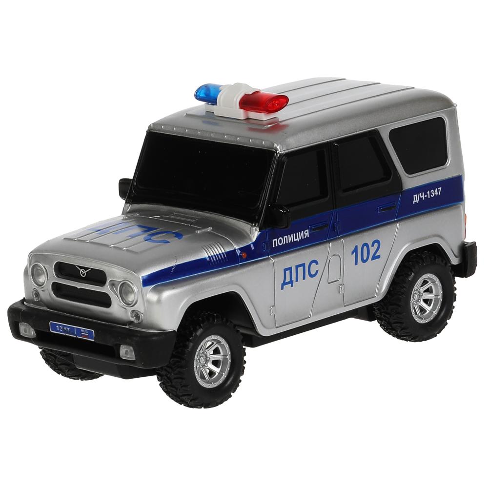 Машина р/у UAZ HUNTER ПОЛИЦИЯ 18 см, свет, серебр, кор. Технопарк в кор.2*24шт