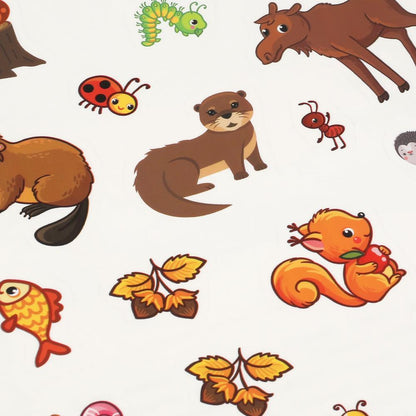 Лесные животные. 3-5 лет. Развивающие многоразовые наклейки, 35 наклеек. 245х245 мм. Умка в кор.50шт