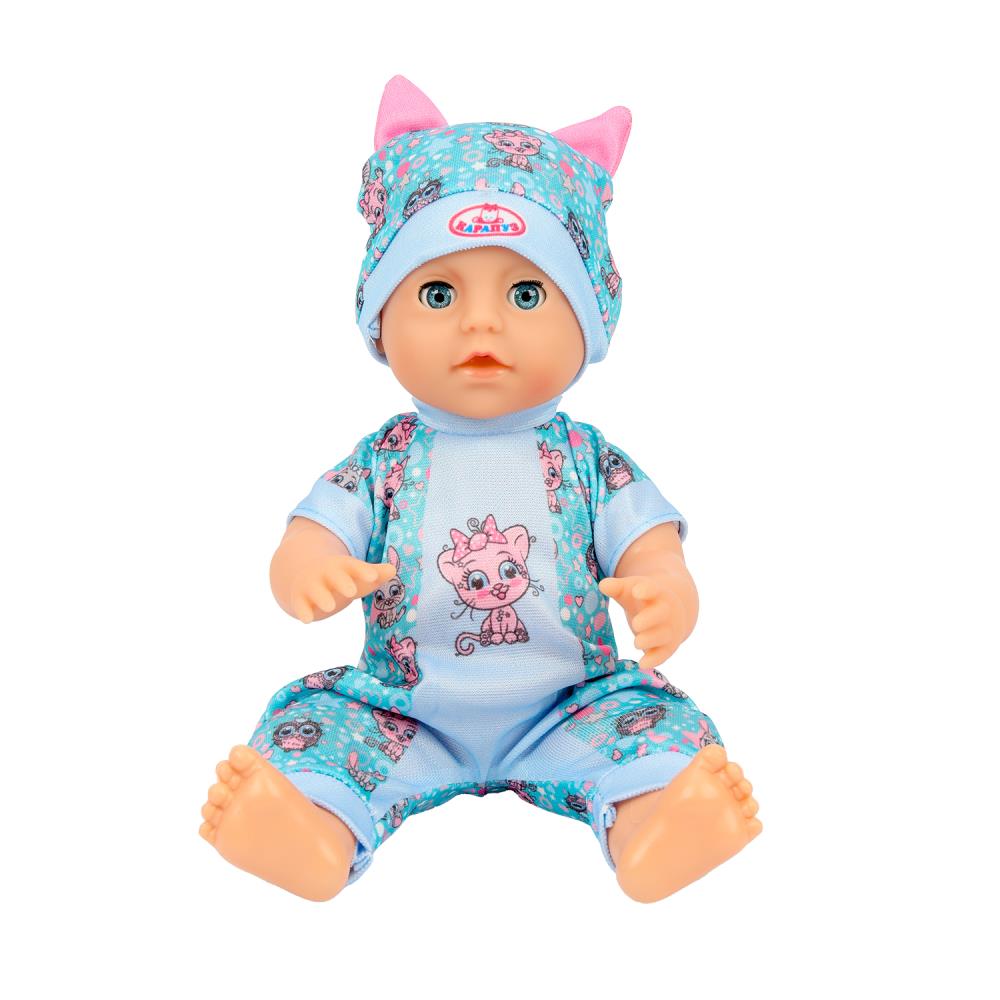 Пупс озвучивает 25см, пьет, пишет, закр. глазки, 4акс, 50 звуков КАРАПУЗ в кор.24шт