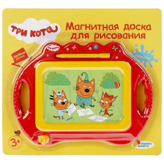 Доска для рисования ТРИ КОТА магнитная, 20*15см, ч/б поле ИГРАЕМ ВМЕСТЕ в кор.2*96шт