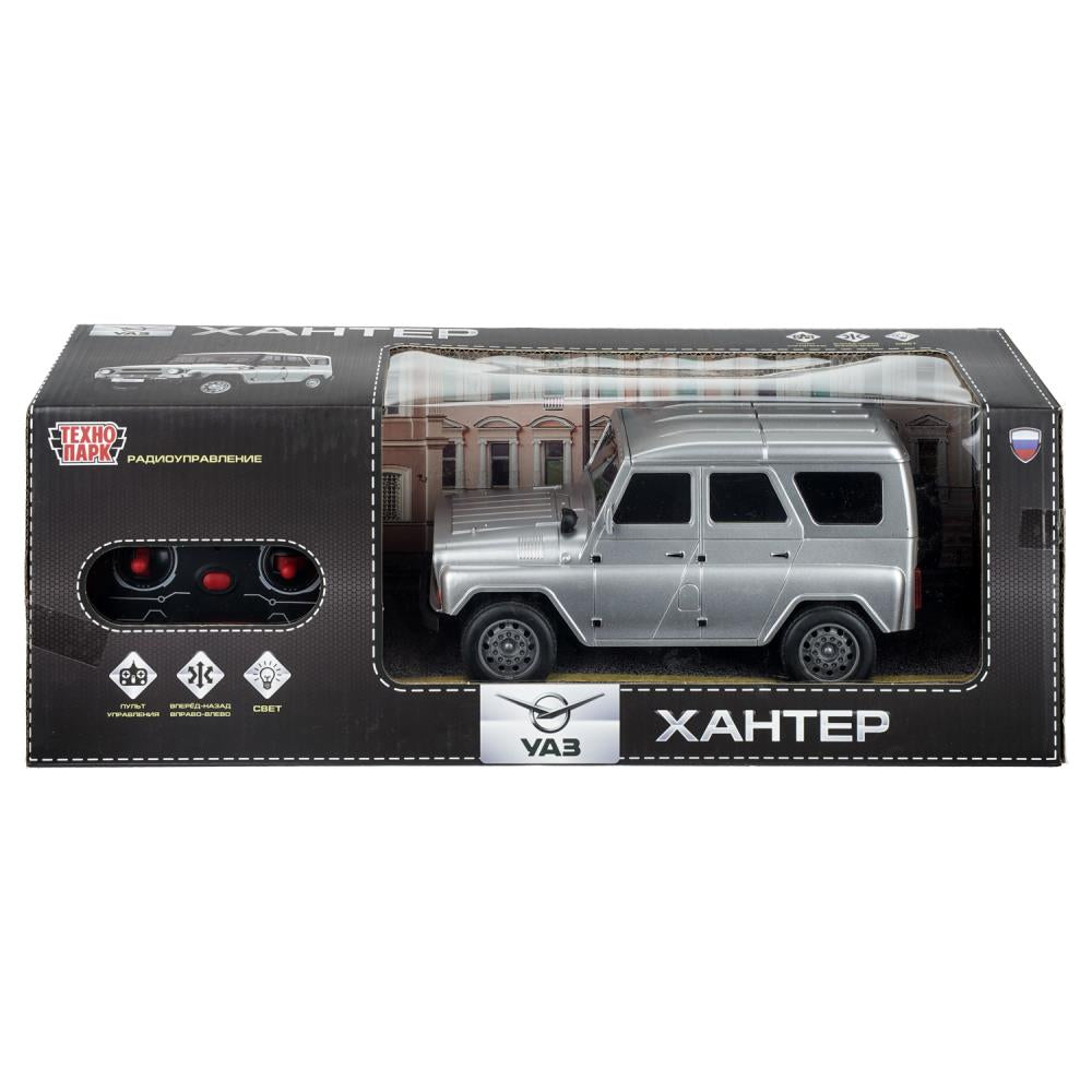 Машина р/у UAZ ХАНТЕР 24 см, свет, серебристый, кор. Технопарк в кор.24шт