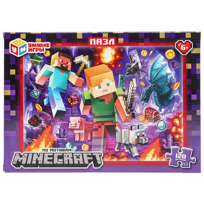 Pour motiver Minecraft. Пазлы в коробке 120 détails. 180х130х25 mm. Умные игры в уп.8шт в кор.8уп