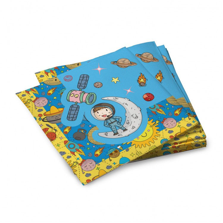 ND Play. Салфетки бумажные трехслойные "Космонавты" 33х33 см, 20 шт арт.297194