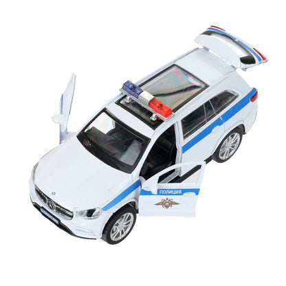 Машина металл свет-звук MERCEDES-BENZ gls class amg 12см,ПОЛИЦИЯ белый, кор. Parc technologique dans le cor.2*36шт
