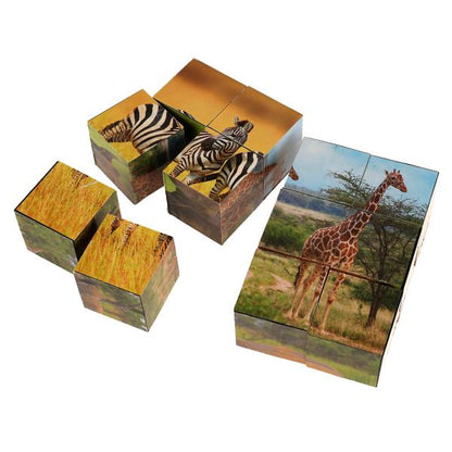 Набор из 12-и кубиков-пленка "Экзотические животные" ИГРАЕМ ВМЕСТЕ в кор.26наб