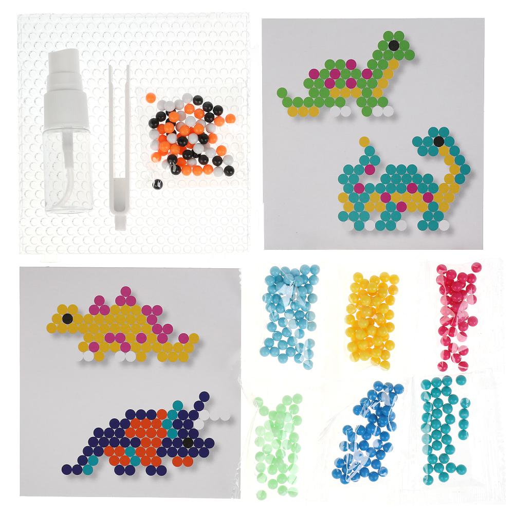 AQUABEADS300-MULART12 315239 Набор д/детского тв-ва аквамозаика 300 бусин, ДИНОЗАВРЫ МУЛЬТИ АРТ в