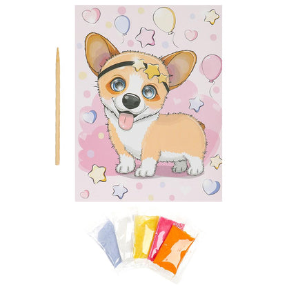 Аппликация песком 17*23 см корги МУЛЬТИ АРТ в кор.100шт