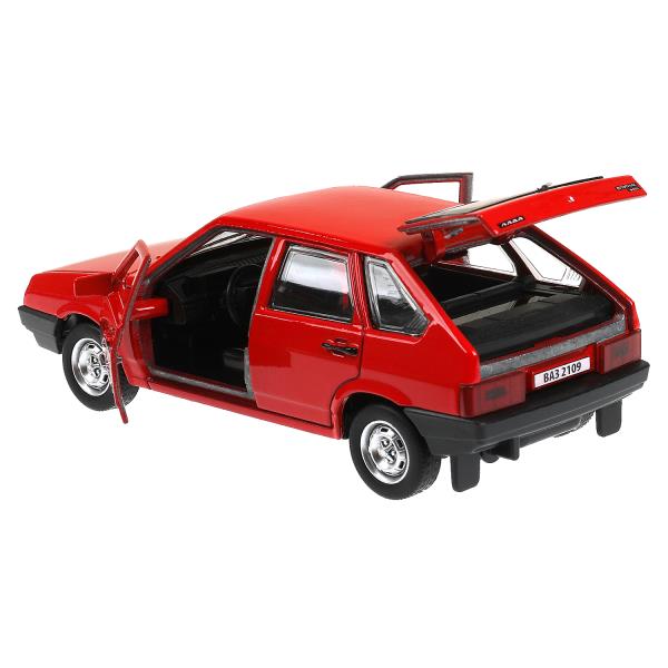 Машина металл Ваз-2109 "СПУТНИК" 12 см, двери, багажник, инер, красный, кор. Технопарк в кор.2*36шт