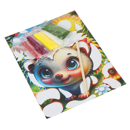 Аппликация песком с блестками Ёжик 17*23 см МУЛЬТИ АРТ в кор.100шт