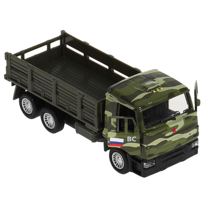 Машина металл KAMAZ , 12 см, дв., баг., инерц.+дорож. знаки, кор. Технопарк в кор.2*24шт