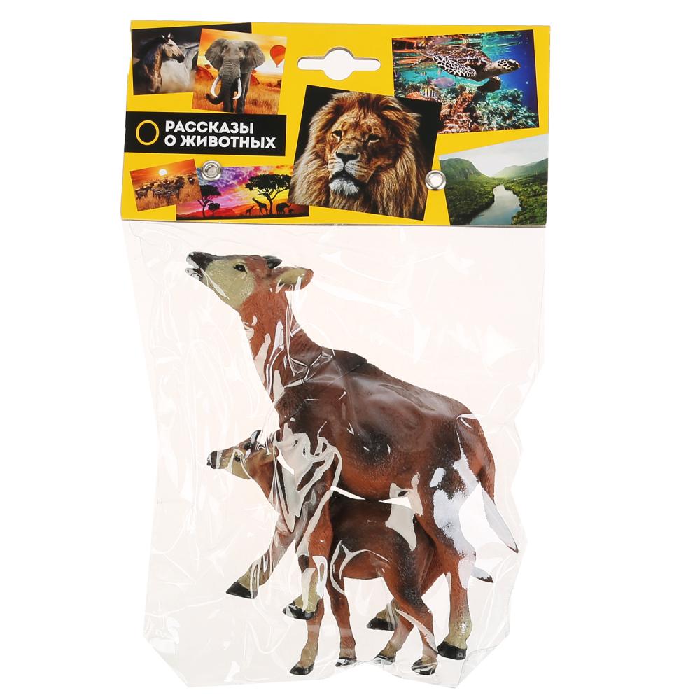 Игрушка пластизоль Животные Мамы и малыши (корова и теленок) в пак. Играем вместе в кор.4*12шт