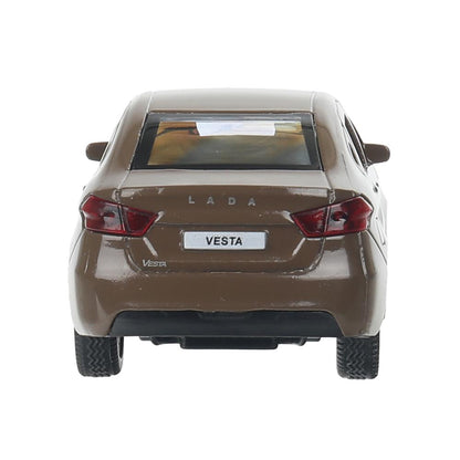 Машина металл LADA vesta 11,5 см, двери, коричневый, кор. Технопарк в кор.2*36шт