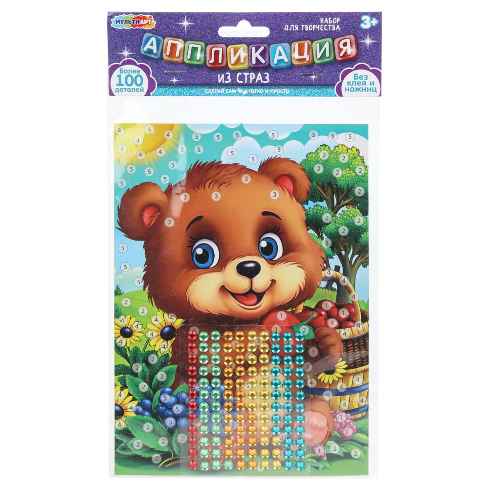 Аппликация Со стразами 15*21 см медвежонок МУЛЬТИ АРТ в кор.100шт