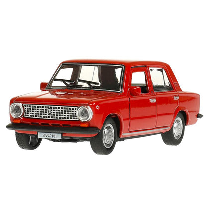 Машина металл ваз-2101 длина 12 см, двери, багажник, инерц, красный, кор. Технопарк в кор.2*36шт