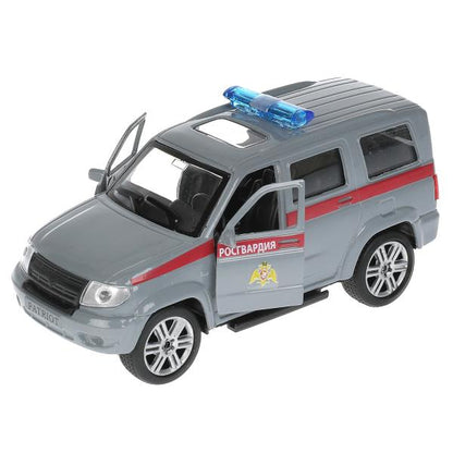 Машина металл UAZ patriot РОСГВАРДИЯ, 12 см, дв., багаж., инерц., кор. Технопарк в кор.2*24шт