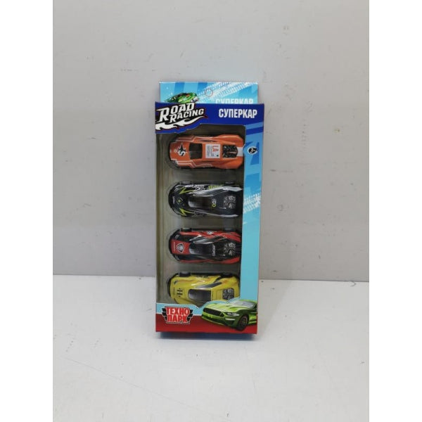 Machine en métal ROAD RACING pour l'Espagne 7,5 cm, 4 pièces, dans un assortiment, couleur. Технопарк в кор.2*72наб